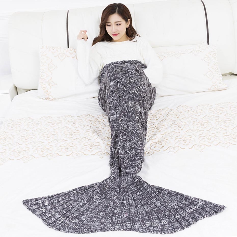 VIP LINK ISINOTEX Soft Knitted Mermaid Tail Blanket Crochet Handmade Sleeping Bag for Kids Adult Best Birthday Christmas Gift